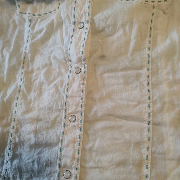 Panhandle Slim white with decorative stitches white pearl snap shirt Size L - Picture 16 of 16